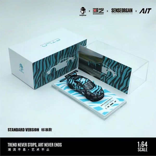  Mô hình xe Porsche 911 CUP Gray & Blue Thorn #22 tỉ lệ 1:64 Modernart x Senseorgan x AIT MD647312 