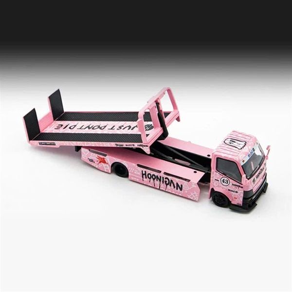  Mô hình xe tải sàn trượt - chở xe H300 Tow Truck HOONIPIGASUS Pink #43 tỉ lệ 1:64 Micro Turbo MT6405A5 