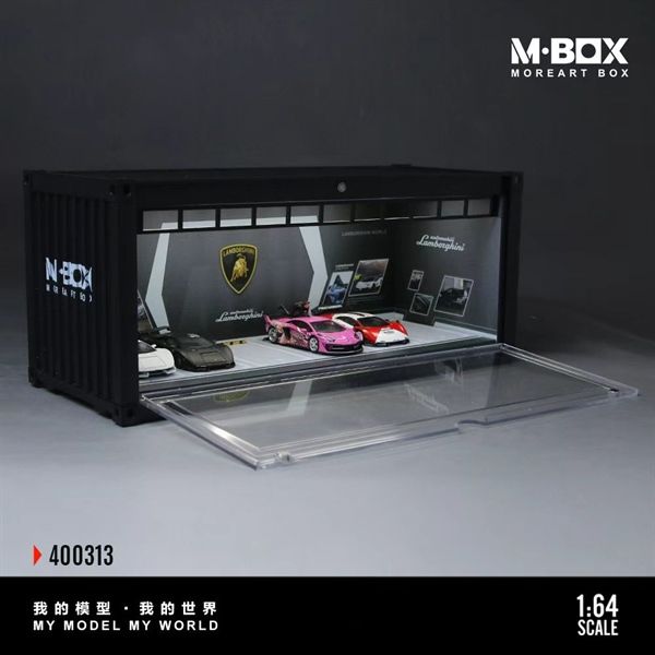  Hộp trưng bày container mô phỏng garage Lamborghini 30cm × 12.5cm × 13cm tỉ lệ 1:64 MoreArt MB400313 