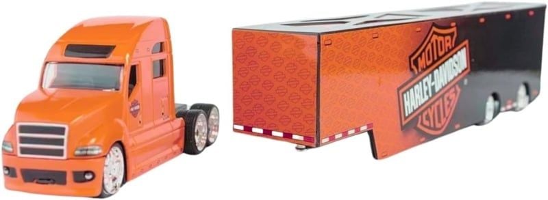  Mô hình xe container Harley Davidson orange Delivery Truck - Design Custom Haulers 35x4.5x6.5cm tỉ lệ 1:64 Maisto 11516 
