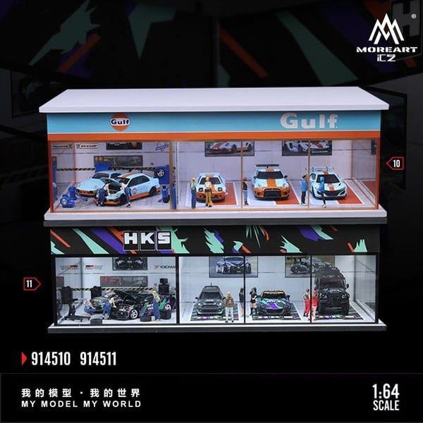  Hộp trưng bày mô phỏng showroom HKS racing Parking Scene có đèn kích thước 30cm x 15cm x 10cmtỉ lệ 1:64 MoreArt MO914511 