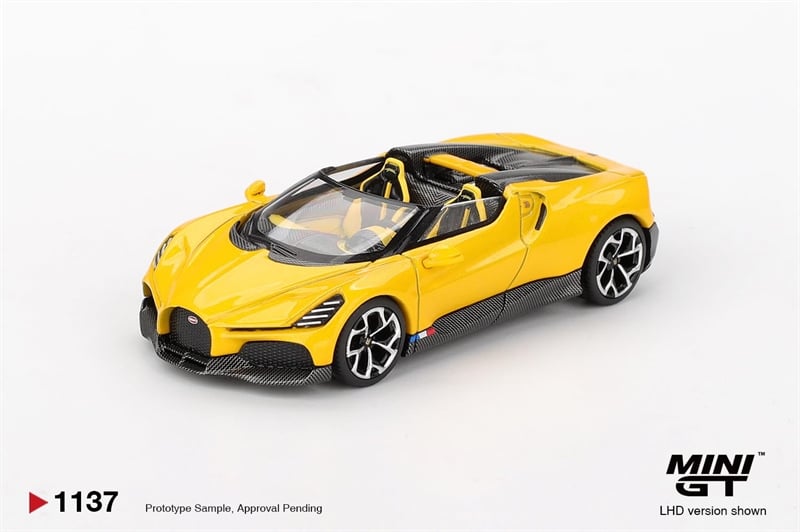  Mô hình xe Bugatti W16 Mistral Yellow bản card tỉ lệ 1:64 MiniGT MGT01137 HAVE CHASE CAR 