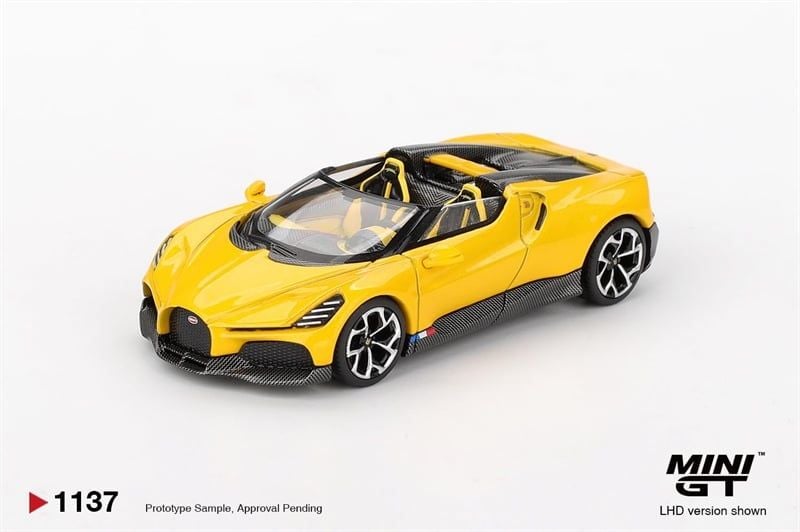  Mô hình xe Bugatti W16 Mistral Yellow bản card tỉ lệ 1:64 MiniGT MGT01137 HAVE CHASE CAR 