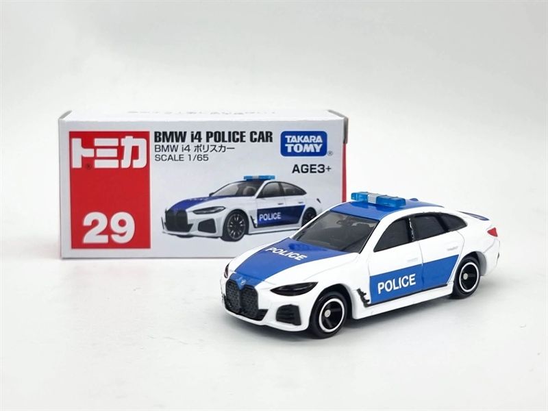  Mô hình xe Tomica Asia 120 No.29 BMW i4 Police Car tỉ lệ 1:65 Tomica 993704 