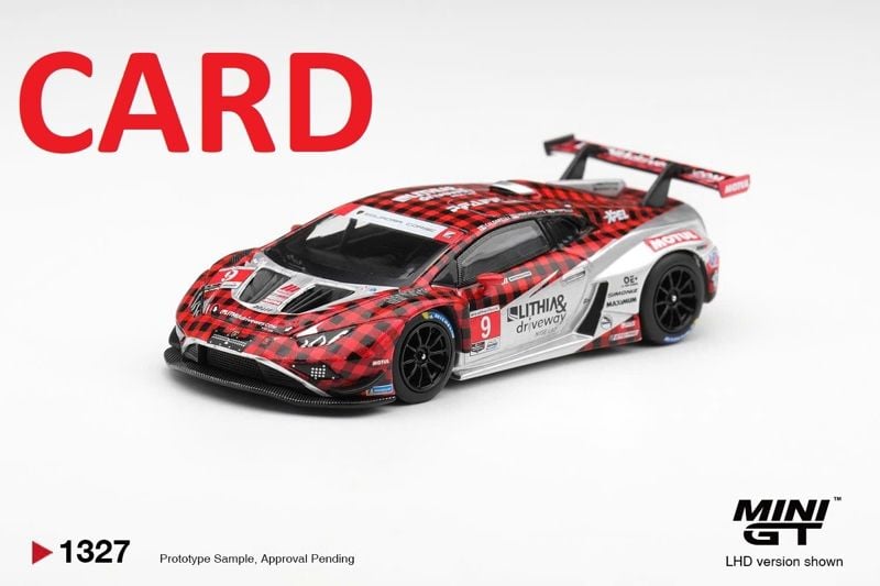  Mô hình xe Lamborghini Huracan GT3 EVO2 #9 Pfaff Motorsports 2025 IMSA WeatherTech GTD Pro bản card tỉ lệ 1:64 MiniGT MGT01327 