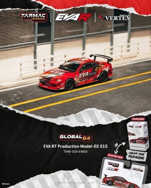  Mô hình xe EVA RT PRODUCTION MODEL-02 S15 tỉ lệ 1:64 Tarmac Works T64G-023-EVA02 