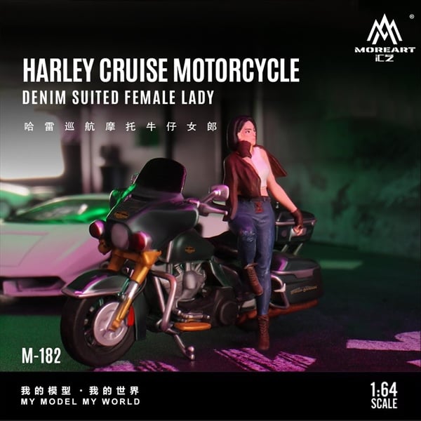  Mô hình nhân vật figure và xe mô tô Harley Cruising Motorcycle Cowgirl Resin Model tỉ lệ 1:64 MoreArt MO222182 