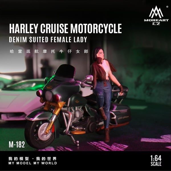  Mô hình nhân vật figure và xe mô tô Harley Cruising Motorcycle Cowgirl Resin Model tỉ lệ 1:64 MoreArt MO222182 