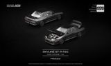  Mô hình xe ô tô Nissan Skyline GTR R32 dark chrome series mở được capo tỉ lệ 1:64 Poprace PRDC002 