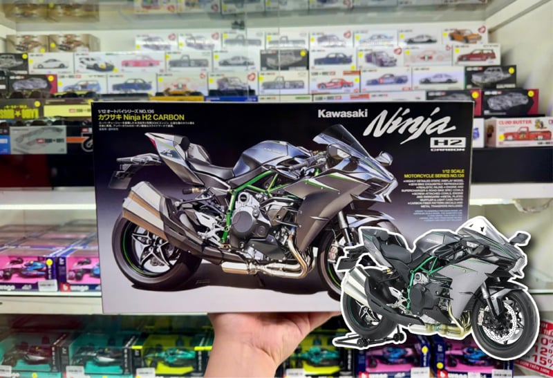  Mô Hình Kit Mô Tô Kawasaki H2 Carbon 1:12 Tamiya 14136 