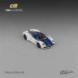  Mô hinh xe Pagani Utopia Bianco Benny with Blu Francia Carbon & Rosso Monza Stripe tỉ lệ 1:64 CM Model CM64-Utopia-08 