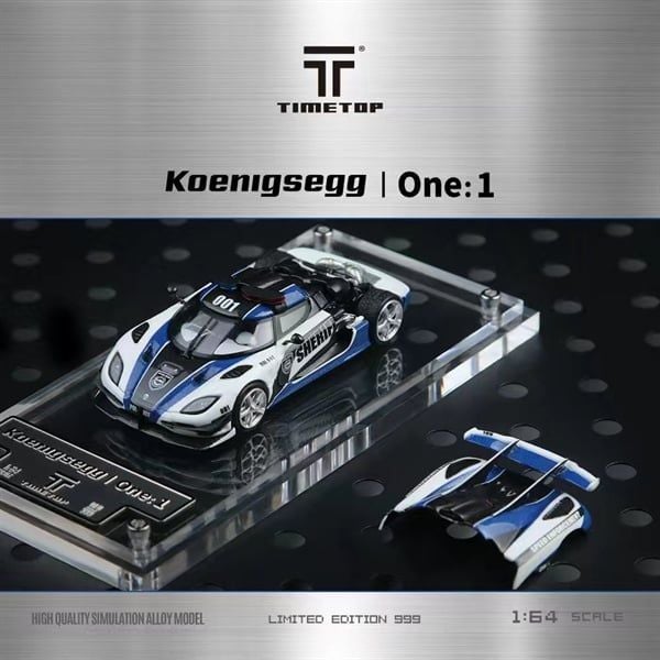  Mô hình xe ô tô Koenigsegg One:1 police SHERIFF mở được nắp máy tỉ lệ 1:64 Timetop TT644816 