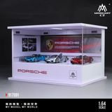 Hộp trưng bày mô phỏng showroom Porsche có bàn xoay - đèn kèm nhân vật kích thước 20 cm x 15 cm x 13 cm tỉ lệ 1:64 MoreArt MO917001 