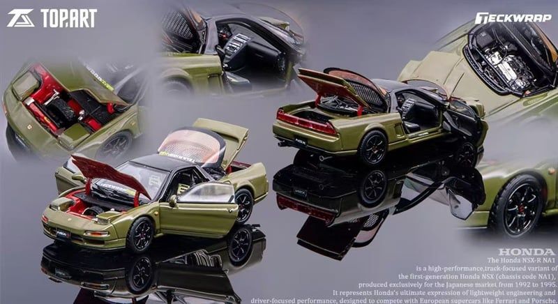  Mô hình xe Honda NSX-R NA1 full open Olive green limited 2026 tỉ lệ 1:64 TopArt TAO640010 