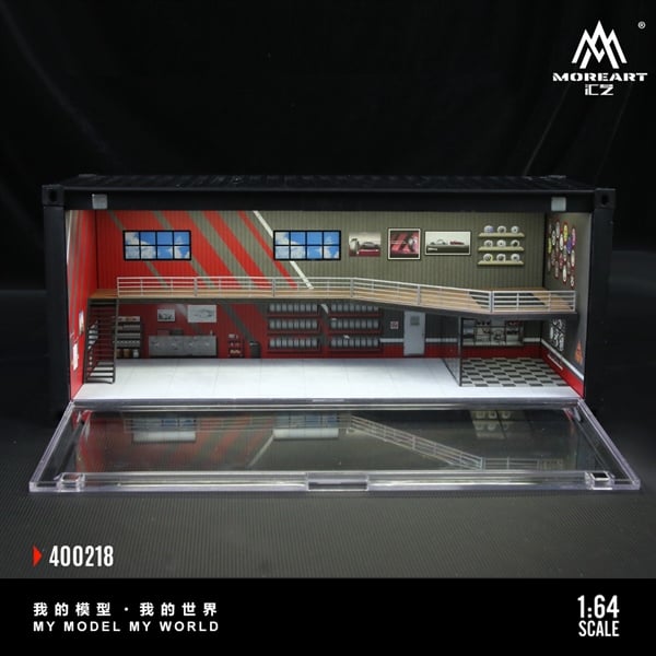  Hộp trưng bày container mô phỏng Repair shop Advan model có tầng - có đèn 38.7x16x16.5cm tỉ lệ 1:64 MoreArt MO400218 