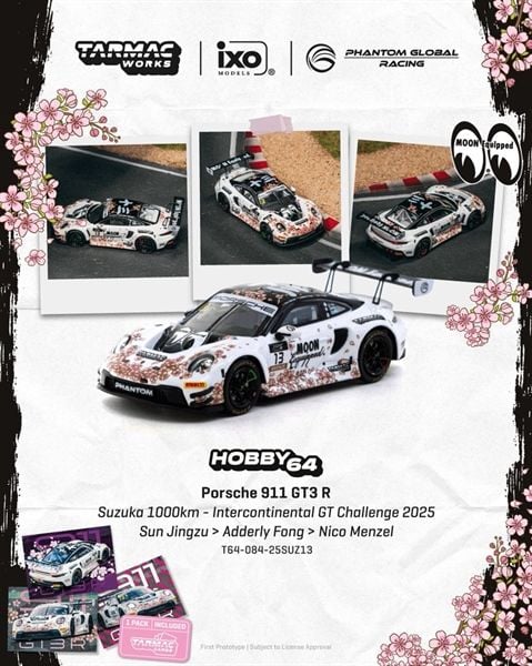  Mô hình xe Porsche 911 GT3 R Suzuka 1000km - Intercontinental GT Challenge 2025 tỉ lệ 1:64 Tarmac Works T64-084-25SUZ13 