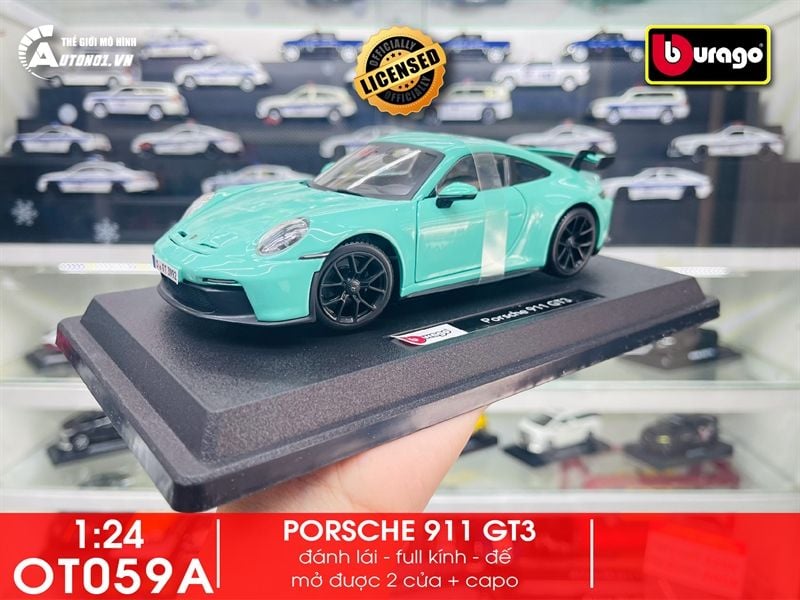  Mô hình xe Porsche 911 GT3 đánh lái được 1:24 Bburago 18-21104 GN OT059 
