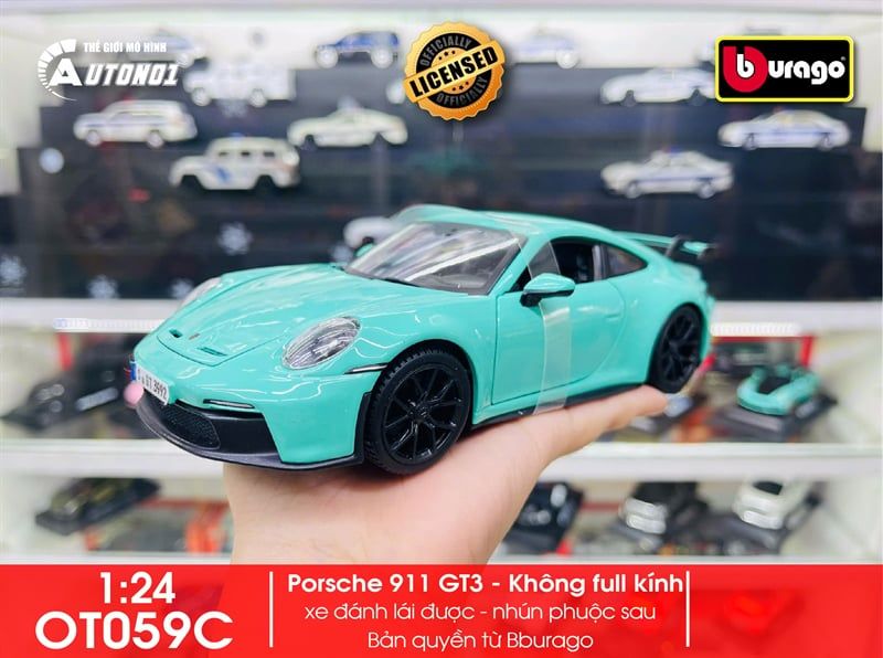  Mô hình xe Porsche 911 GT3 đánh lái được 1:24 Bburago 18-21104 GN OT059 
