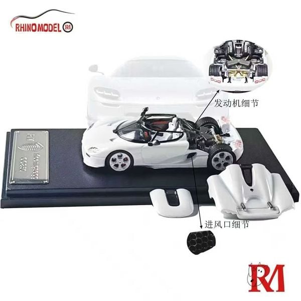  Mô hình xe Koenigsegg CC850 mở được mui và nắp máy sau tỉ lệ 1:64 Rhino model RM OT64393 