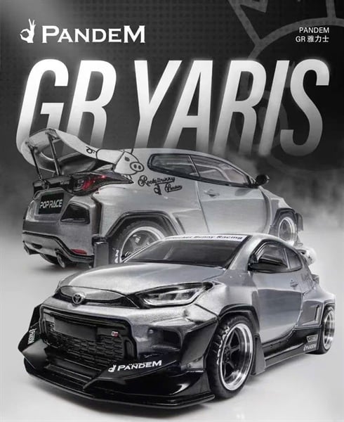  Mô hình xe Toyota GR Yaris Rocket Pandem silver 2025 event tỉ lệ 1:64 Poprace OT64528 