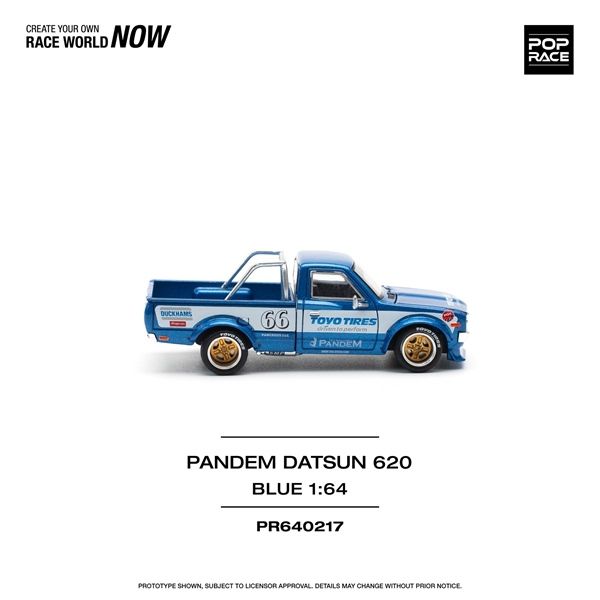  Mô hình xe Datsun Pandem 620 blue metallic mở được capo tỉ lệ 1:64 Poprace PR640217 