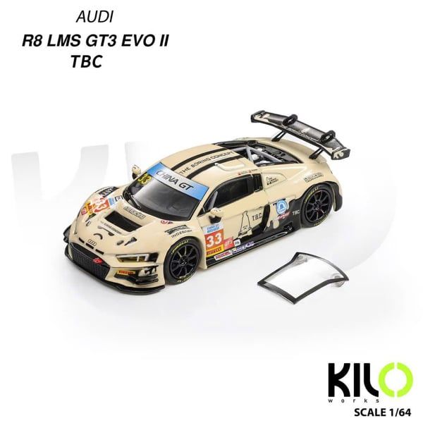  Mô hình xe Audi R8 LMS GT3 The Boring Concept (China GT #33) TBC tỉ lệ 1:64 Kilo Works OT64825 