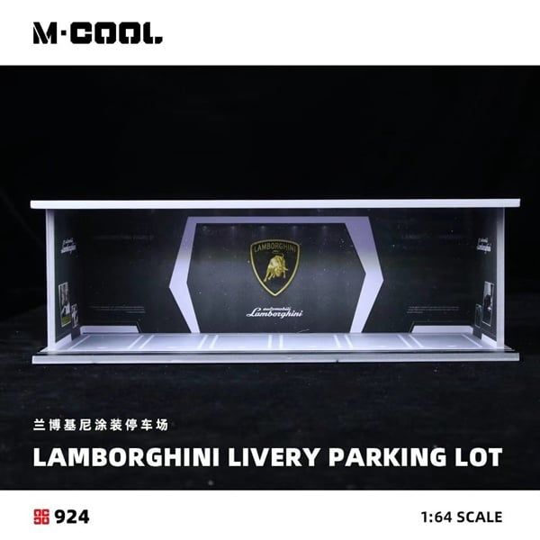  Hộp trưng bày mô phỏng diorama garage trưng bày xe Lamborghini Paint Scheme Parking Lot kích thước 30x13.3x10cm tỉ lệ 1:64 M Cool MC914924 