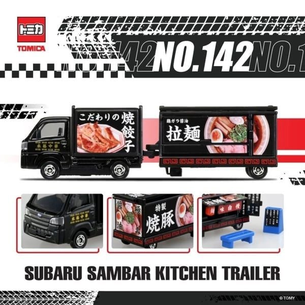  Mô hình xe quán ăn Nhật bản Subaru Sambar Kitchen Trailer No.142 tỉ lệ 1:64 Tomica 917687 