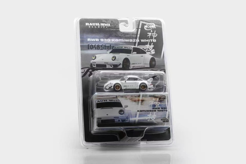  Mô hình xe Porsche RWB 930 Rauh Welt Kamiwaza White bản card tỉ lệ 1:64 Model model MM64RWB930-002 