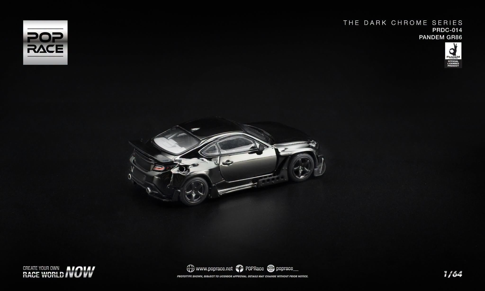  Mô hình xe Toyota Pandem GR 86 Dark Chrome tỉ lệ 1:64 Pop Race PRDC014 