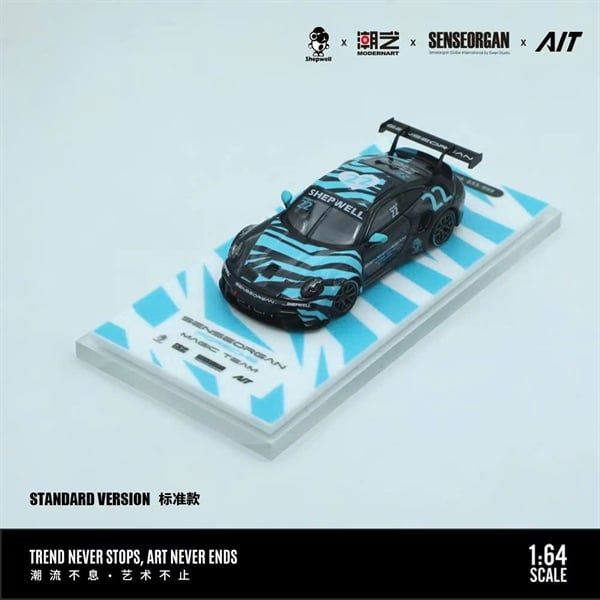  Mô hình xe Porsche 911 CUP Gray & Blue Thorn #22 tỉ lệ 1:64 Modernart x Senseorgan x AIT MD647312 