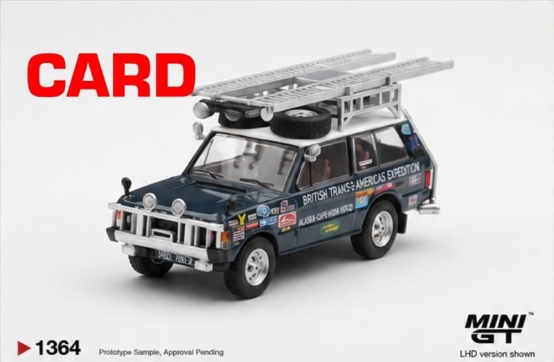  Mô hình xe Range Rover 1971 British Trans-Americas Expedition (VXC-765K) card tỉ lệ 1:64 MiniGT MGT01364 