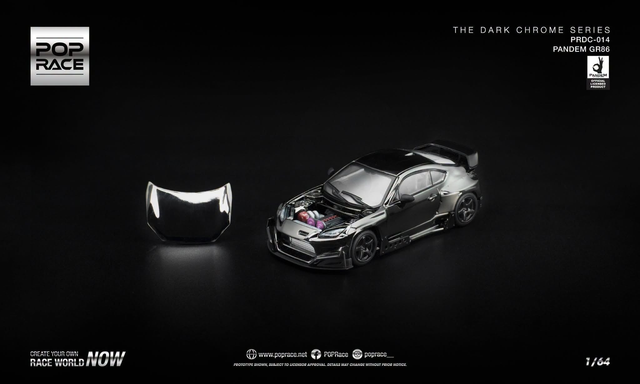  Mô hình xe Toyota Pandem GR 86 Dark Chrome tỉ lệ 1:64 Pop Race PRDC014 