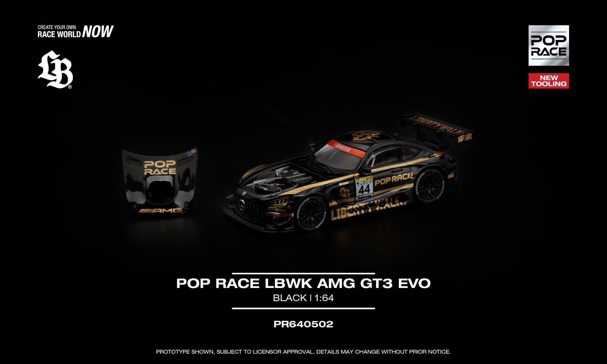  Mô hình xe Mercdes Benz AMG GT3 EVO LBWK Team Crew tỉ lệ 1:64 Pop Race PR640502 