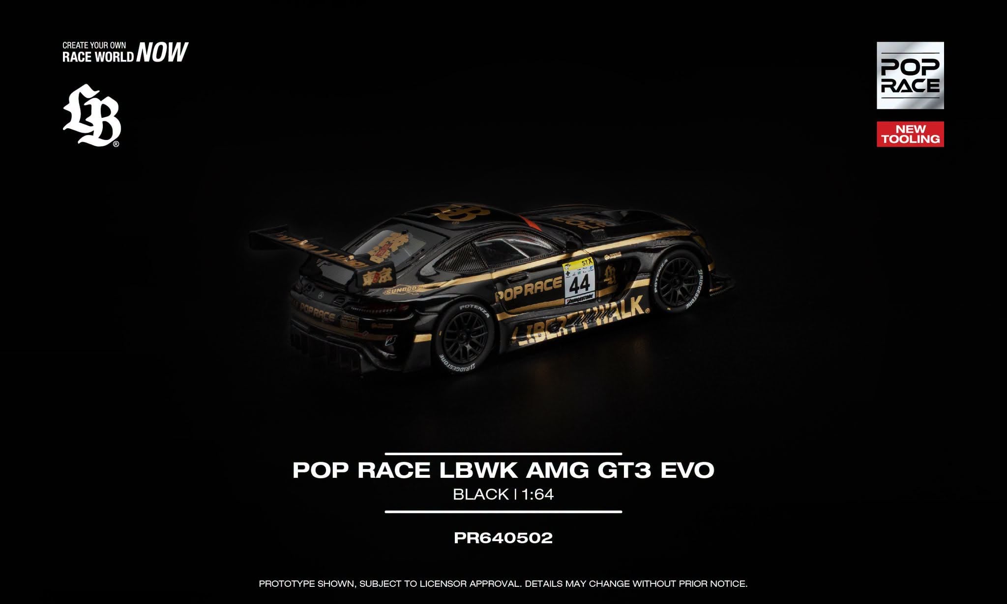  Mô hình xe Mercdes Benz AMG GT3 EVO LBWK Team Crew tỉ lệ 1:64 Pop Race PR640502 