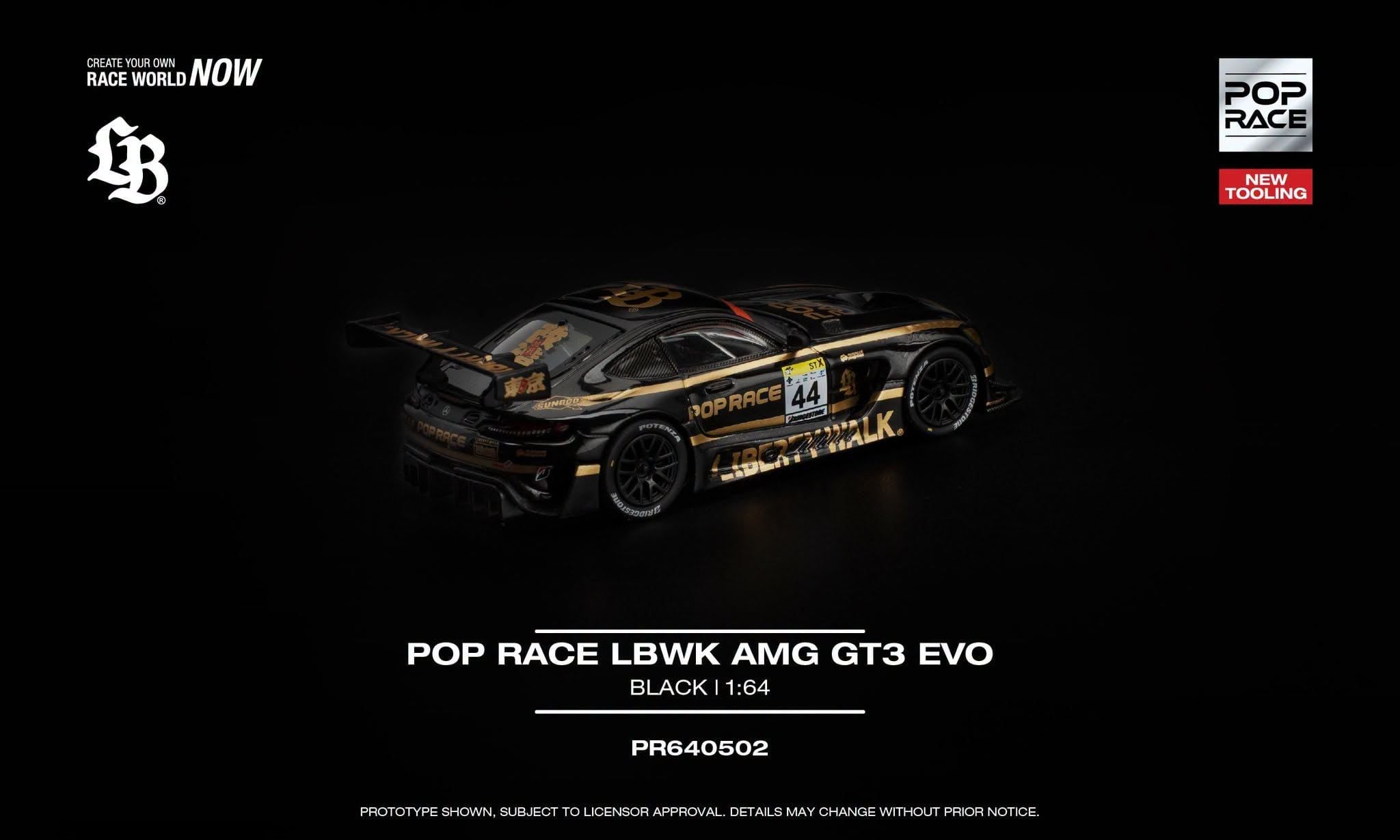  Mô hình xe Mercdes Benz AMG GT3 EVO LBWK Team Crew tỉ lệ 1:64 Pop Race PR640502 