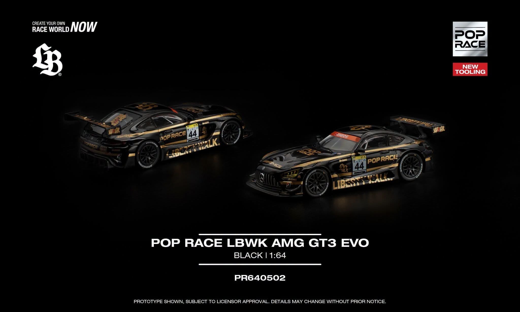  Mô hình xe Mercdes Benz AMG GT3 EVO LBWK Team Crew tỉ lệ 1:64 Pop Race PR640502 