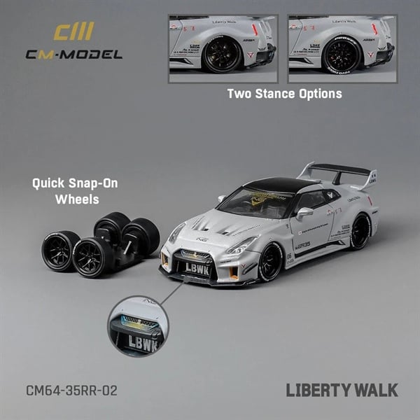  Mô hình xe Nissan R35 LBWK Super Silhouette 35GT-RR Grey tỉ lệ 1:64 CM Model CM64-35RR-02 