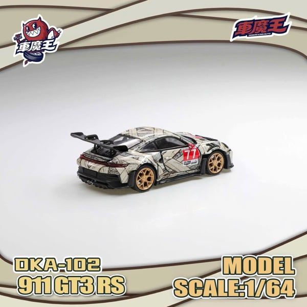 Mô hình xe Porsche 911 GT3 RS the Mummy full open tỉ lệ 1:64 Demon King Auto DKA-102 