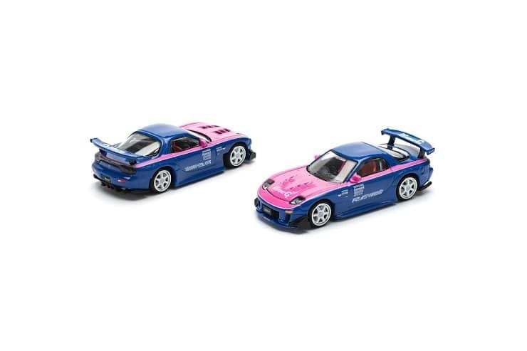  [Hàng Loose] Mô hình xe Mazda RX7 Re-Amemiya - blue/pink tỉ lệ 1:64 Poprace PR640240 