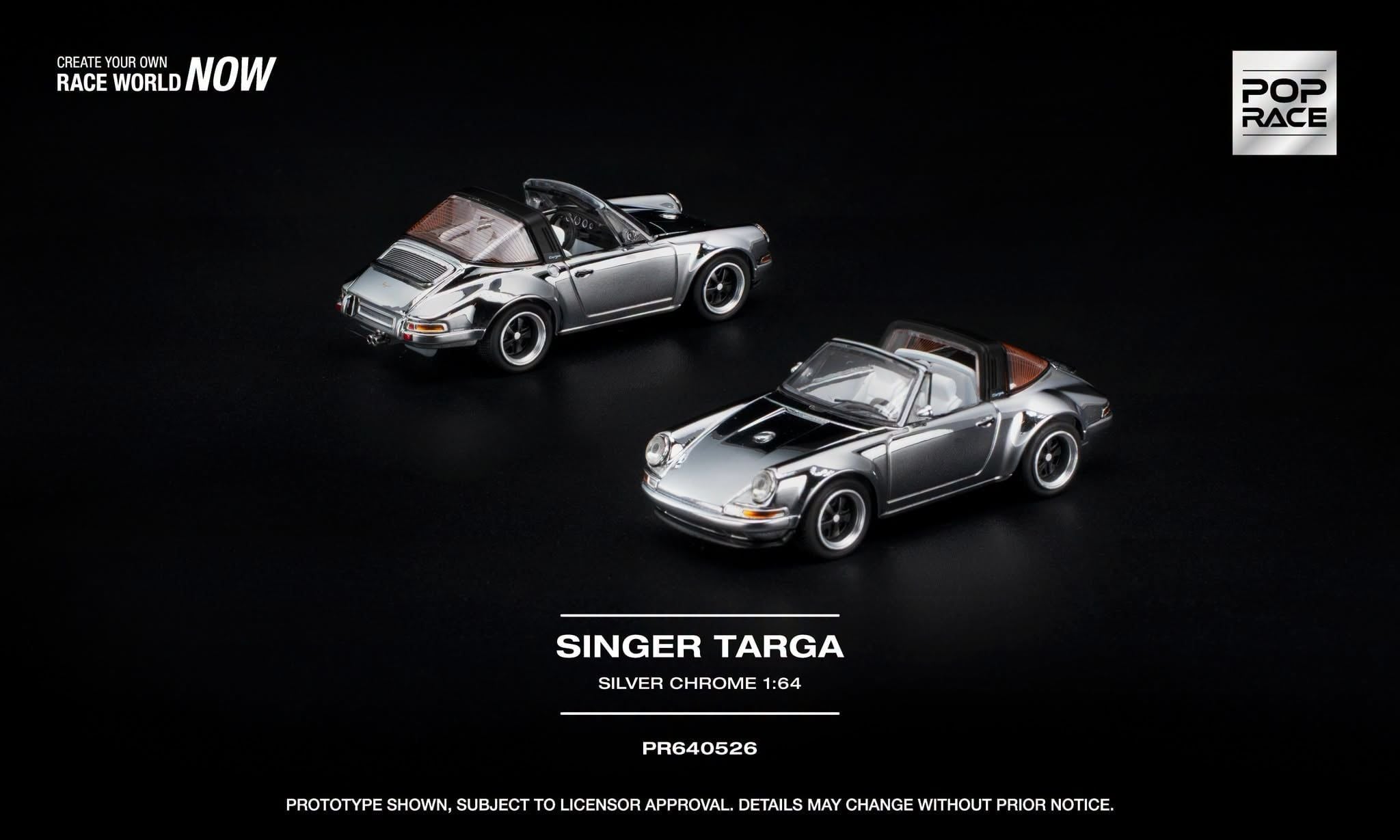  Mô hình xe Singer Taga Silver Chrome tỉ lệ 1:64 Pop Race PR640526 