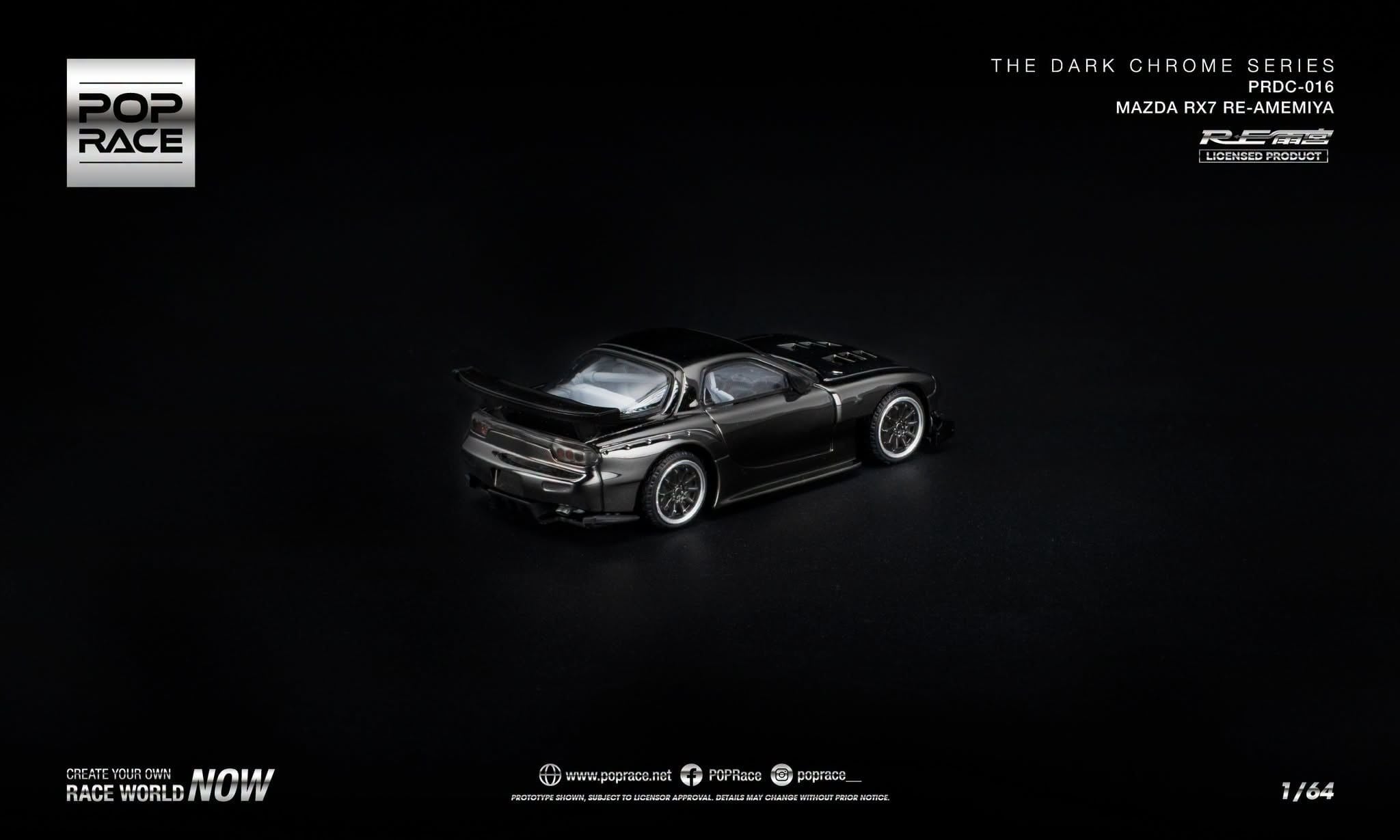  Mô hình xe Mazda RX-7 Re-Amemiya Dark Chrome tỉ lệ 1:6 Pop Race PRDC016 