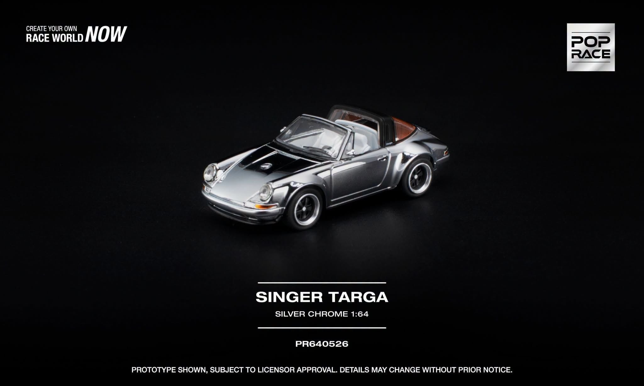  Mô hình xe Singer Taga Silver Chrome tỉ lệ 1:64 Pop Race PR640526 