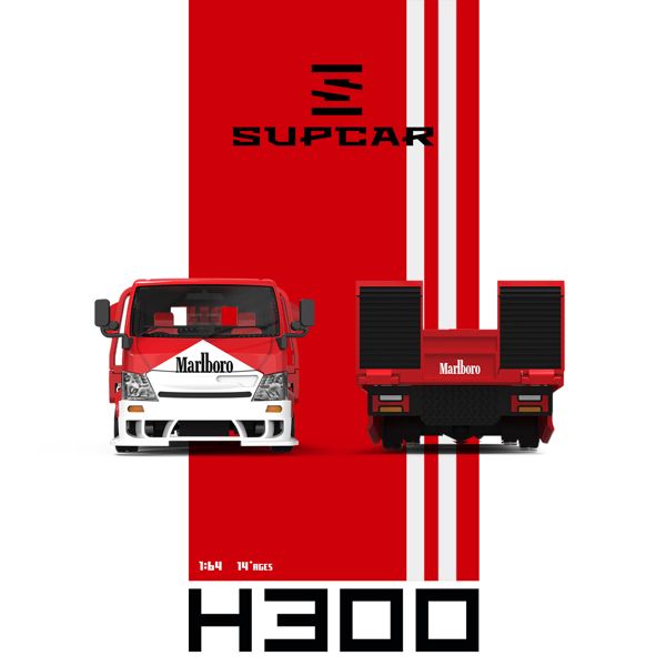 Mô hình xe H300 Flatbed Transport Trailer - Marlboro coating tỉ lệ 1:64 Supcar SC647249 