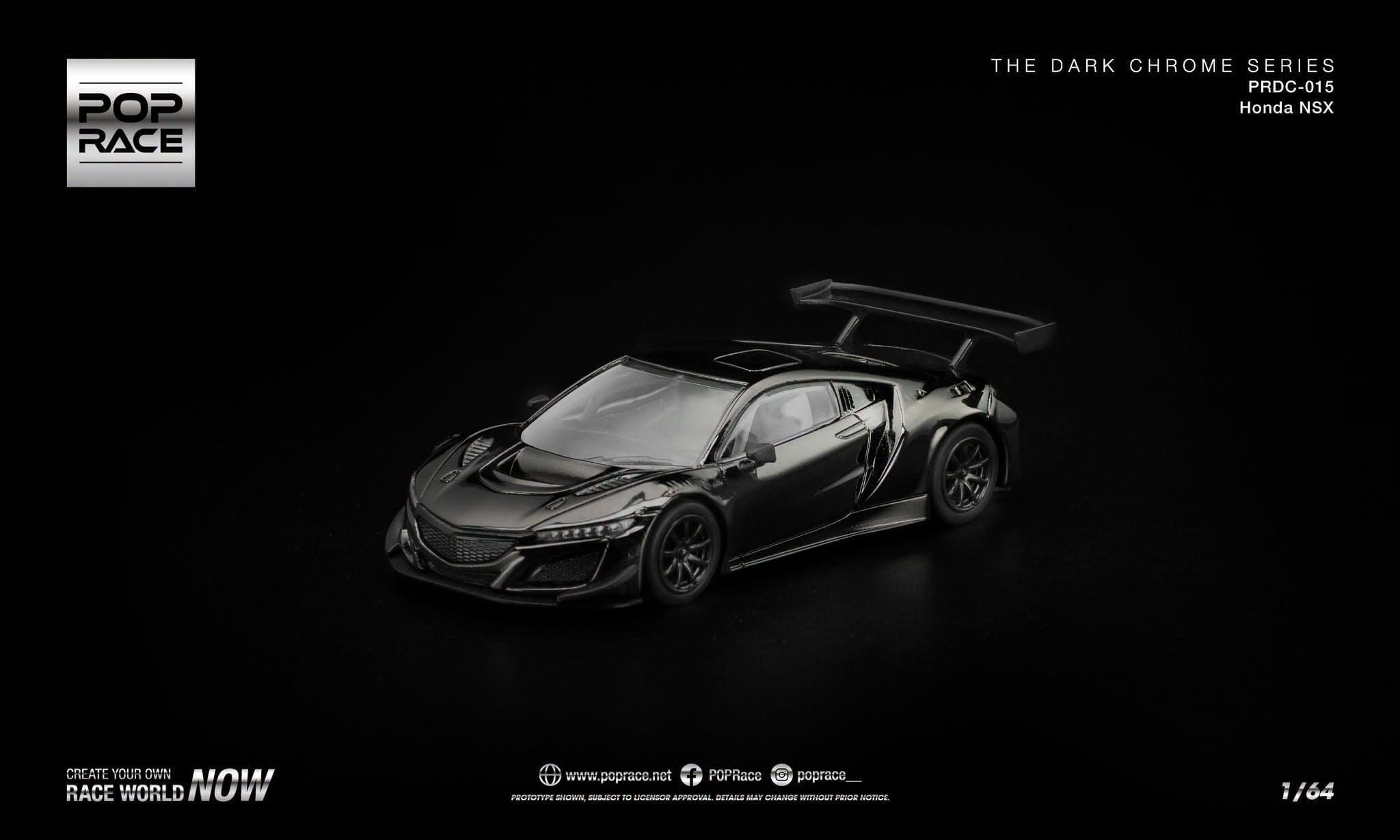  Mô hình xe Honda NSX GT3 Evo22 Dark Chrome tỉ lệ 1:64 Pop Race PRDC015 