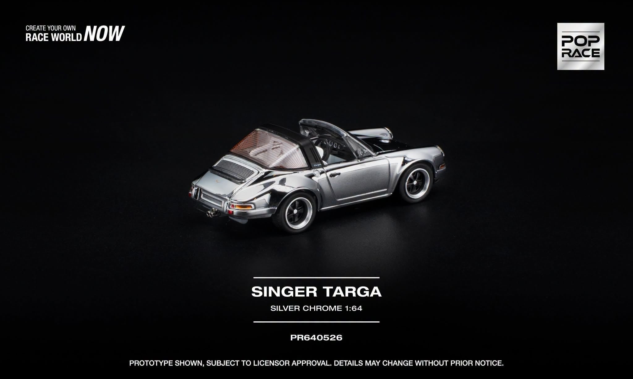  Mô hình xe Singer Taga Silver Chrome tỉ lệ 1:64 Pop Race PR640526 