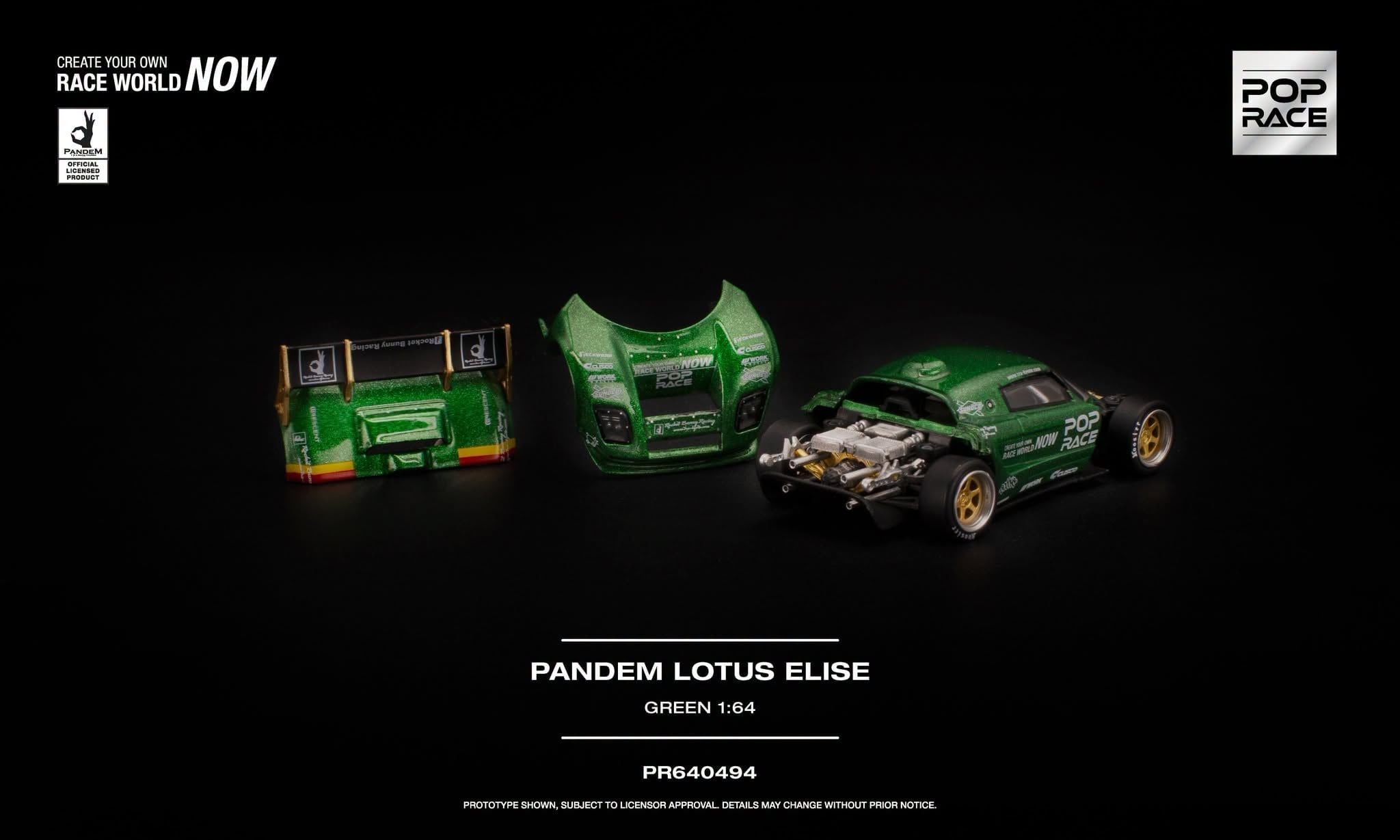  Mô hình xe PANDEM LOTUS ELISE - GREEN tỉ lệ 1:64 Pop Race PR640494 
