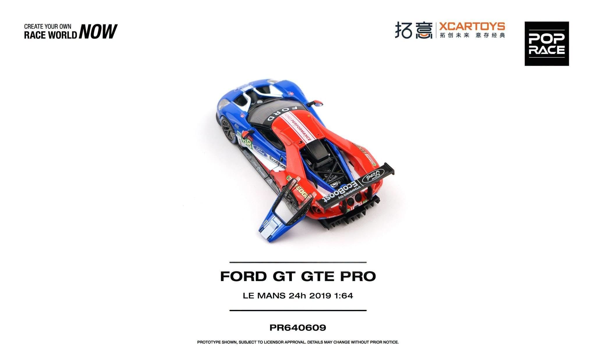  Mô hình xe FORD GT GTE PRO - LE MANS 24H 2019 tỉ lệ 1:64 Pop Race PR640609 