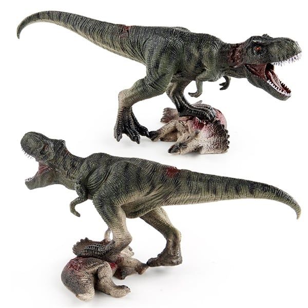  Mô hình khủng long T-rex Tyrannosaurus giẫm lên Triceratops green kích thước 23cm bằng nhựa LX821 