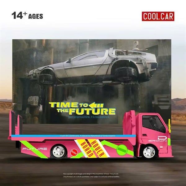  Mô hình xe tải cứu hộ Hino H300 Trailer Back to the Future Paint Scheme tỉ lệ 1:64 CoolcarCC647227 